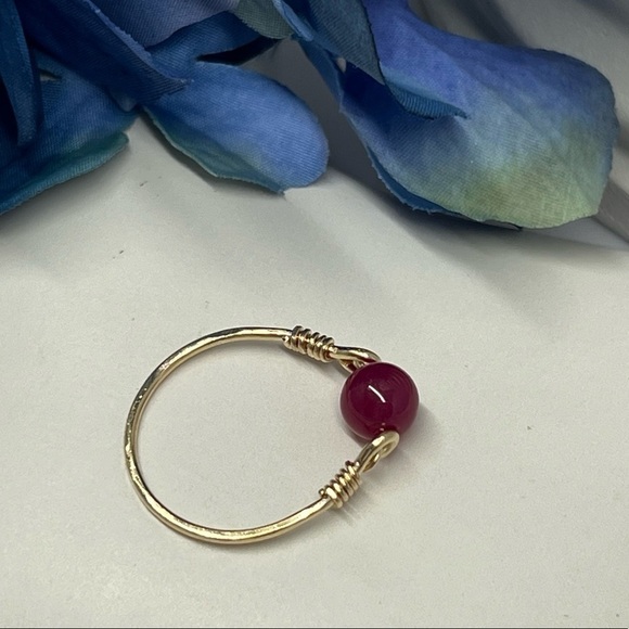 Genuine Ruby 14K Gold Filled Wire Wrapped Ring - Picture 5 of 15